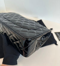 Load image into Gallery viewer, Chanel black patent jumbo, silver ruthenium hdw
