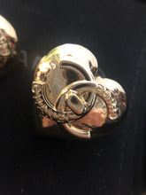 Load image into Gallery viewer, Chanel 22b large heart turnlock earrings, gold tone
