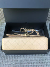 Load image into Gallery viewer, Chanel beige medium classic flap caviar, gold hardware
