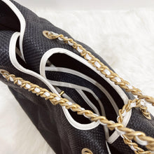Load image into Gallery viewer, Chanel 2023 raffia calfskin blue and white coco beach tote
