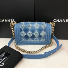 Load image into Gallery viewer, Chanel denim small boy, aged gold hdw
