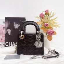 Load image into Gallery viewer, Lady Dior Black mini cannage lambskin with silver hdw
