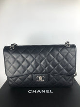 Load image into Gallery viewer, Chanel black caviar jumbo, silver hdw
