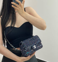 Load image into Gallery viewer, Chanel blue/purple mini tweed, silver hdw
