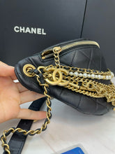 Load image into Gallery viewer, Chanel 19A black “all about chains” ancient Egypt collection. pearl bumbag
