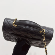Load image into Gallery viewer, Chanel black mini lambskin, 20cm with top handle and gold hdw
