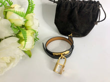 Load image into Gallery viewer, Hermes black leather strap Kelly watch, gold hdw.
