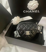 Load image into Gallery viewer, Chanel mini black heart bag (clutch with chain), light gold hdw
