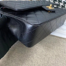 Load image into Gallery viewer, Chanel black caviar medium classic flap, gold hdw, microchip
