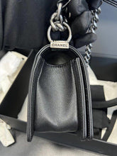 Load image into Gallery viewer, Chanel small black caviar boy, ruthenium hdw
