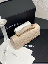 Load image into Gallery viewer, Chanel Ivory / caramel mini top handle lambskin, light gold hdw
