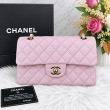 Load image into Gallery viewer, Chanel classic flap small pink 22b caviar with light gold hdw
