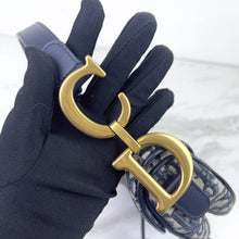 Load image into Gallery viewer, Dior blue oblique monogram jacquard medium saddle bag, with gold hardware
