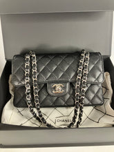 Load image into Gallery viewer, Chanel Black caviar small classic flap, silver hdw
