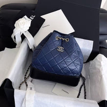 Load image into Gallery viewer, Chanel small Gabrielle backpack blue/black calfskin
