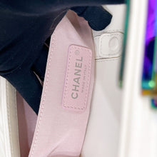 Load image into Gallery viewer, Chanel rare LED white medium boy bag with rainbow iridescent hdw
