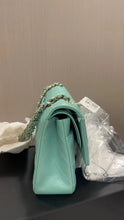 Load image into Gallery viewer, Chanel 21s Tiffany blue medium caviar classic, light gold hdw
