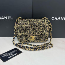 Load image into Gallery viewer, Chanel mini square, gold and black tweed
