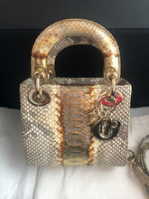 Load image into Gallery viewer, Lady Dior rare mini exotic snakeskin with gold hdw.
