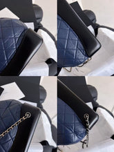 Load image into Gallery viewer, Chanel small Gabrielle backpack blue/black calfskin
