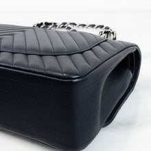 Load image into Gallery viewer, Chanel black caviar chevron jumbo, silver hdw

