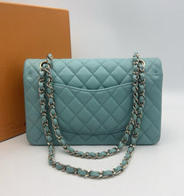 Load image into Gallery viewer, Chanel Tiffany blue medium caviar classic flap, light gold hdw
