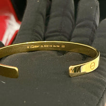 Load image into Gallery viewer, Cartier bangle open style, 18k yellow gold, size 19
