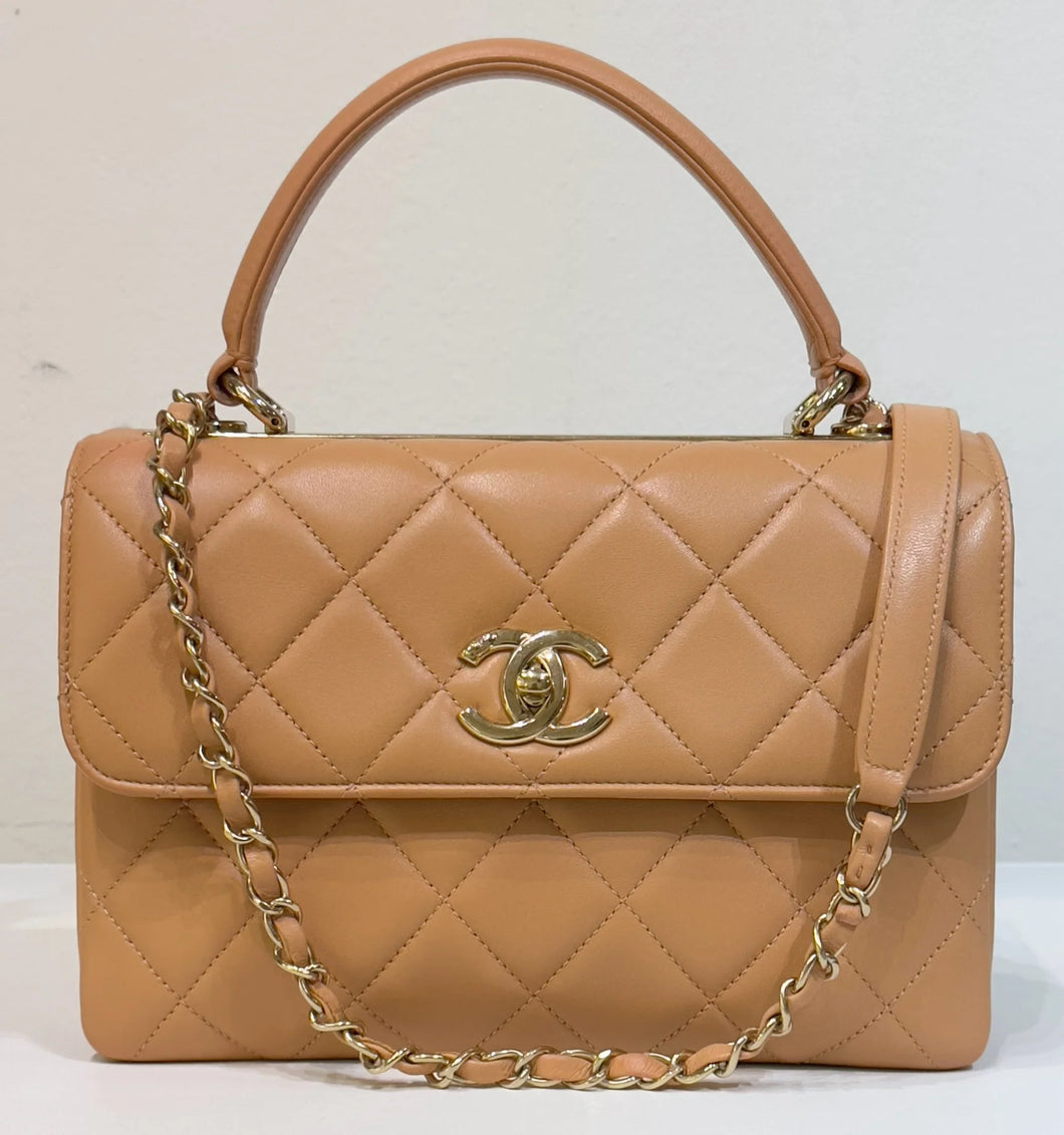 Chanel caramel beige 24 series trendy small, gold hdw