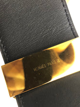Load image into Gallery viewer, Hermes black and gold croc collier de chien belt
