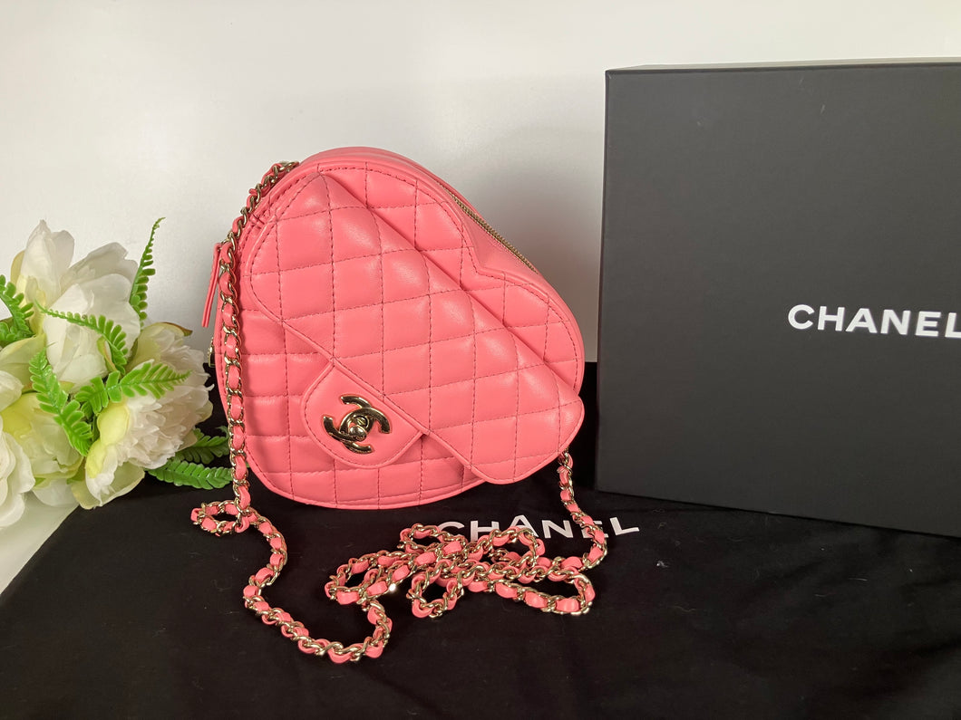Chanel 22s pink large heart bag, with gold hdw