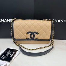 Load image into Gallery viewer, Chanel small beige black filigree caviar
