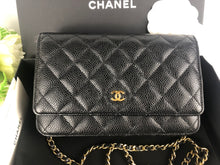 Load image into Gallery viewer, Chanel chip black caviar wallet on chain woc, gold hdw
