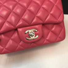 Load image into Gallery viewer, Chanel pink mini square lambskin with silver hardware
