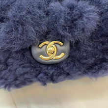 Load image into Gallery viewer, Chanel blue shearling small flap with gold hdw
