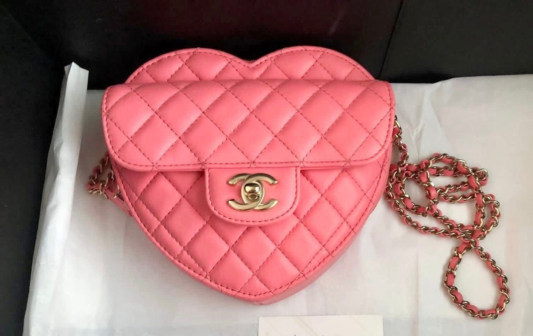 Chanel Pink 22s CC in love lambskin large heart bag