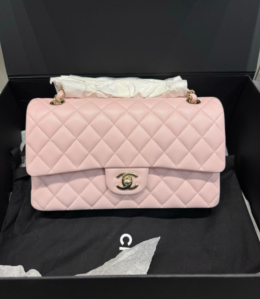 Chanel 22s pink medium caviar with light gold hardware