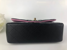 Load image into Gallery viewer, Chanel 23p black pink mini lambskin top handle, light gold hdw
