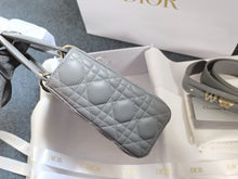 Load image into Gallery viewer, Lady Dior small grey lambskin, with gold hdw
