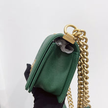 Load image into Gallery viewer, Chanel green small caviar boy, aged gold hdw
