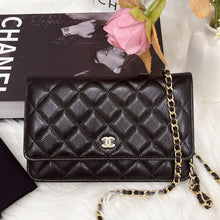 Load image into Gallery viewer, Chanel microchip black caviar WOC, wallet on chain, with gold hardware
