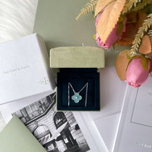 Load image into Gallery viewer, Van Cleef &amp; Arpels 2022 light green celadon porcelain vintage Alhambra diamond holiday pendant necklace (VCA)
