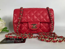 Load image into Gallery viewer, Chanel red / pink mini lambskin, gold hdw
