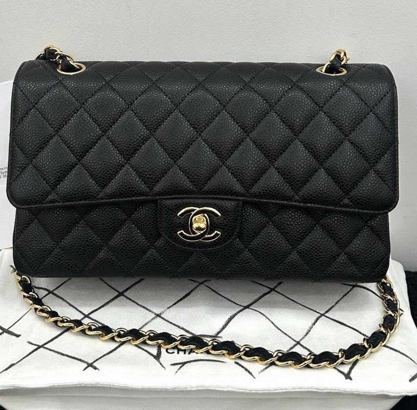 Chanel 30 series black caviar medium classic with gold hdw