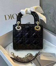 Load image into Gallery viewer, Lady Dior mini black patent, gold hdw
