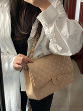 Load image into Gallery viewer, Chanel beige caviar double flap jumbo, gold hdw
