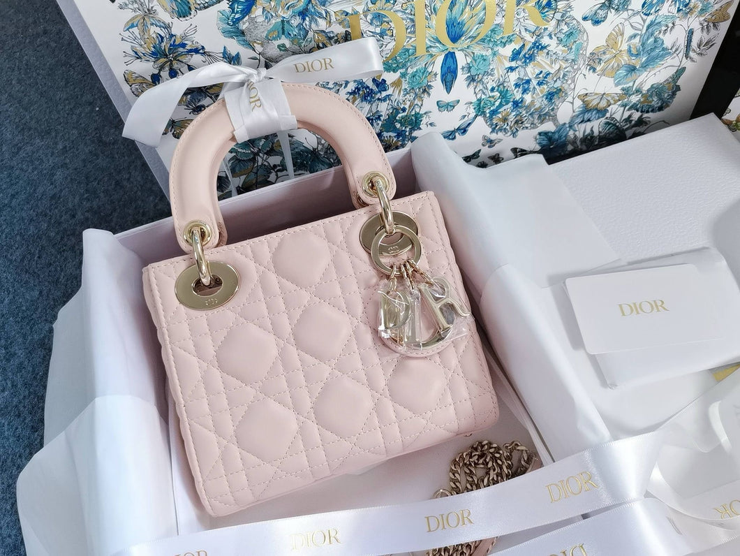 Lady Dior mini pink with gold hdw