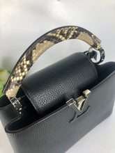Load image into Gallery viewer, Louis Vuitton 2023 black capucines BB in taurillon leather with gold hardware and snakeskin handle
