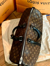 Load image into Gallery viewer, Louis Vuitton keepall 45 bandoliere, mongram macassar with black trim

