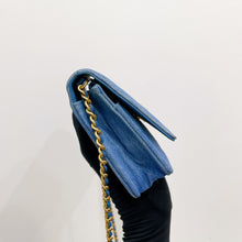 Load image into Gallery viewer, Chanel pearl crush denim wallet on chain (WOC), gold hdw
