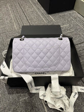 Load image into Gallery viewer, Chanel 21k purple lilac classic flap caviar, silver hdw
